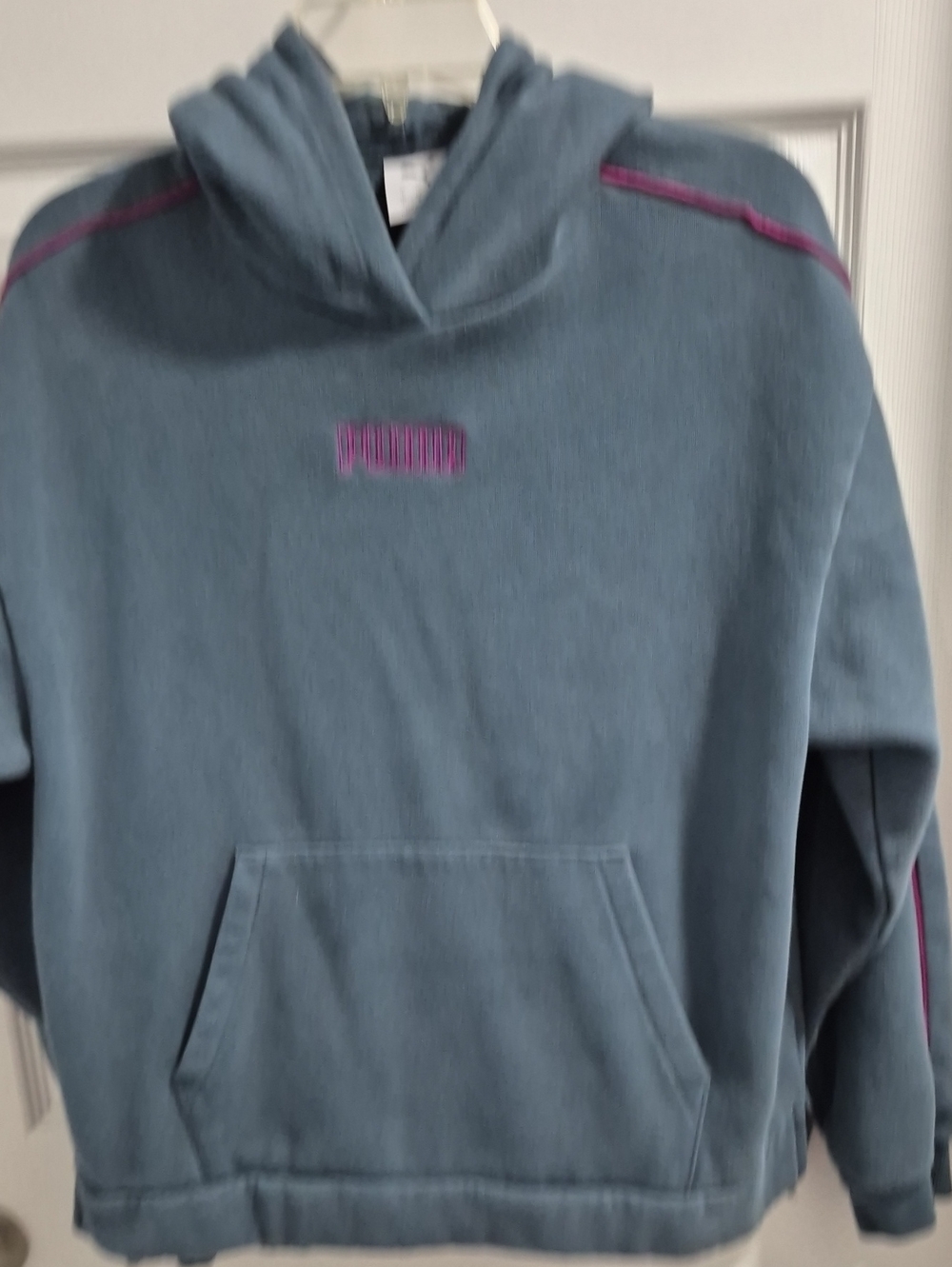 Puma Blue Hoodie with Pink Trim